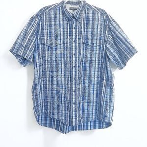 Roper Shirt Mens XL Plaid Blue Paisley Western Button up Cowboy Long Sleeve